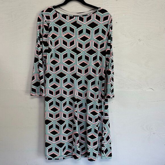 Kaari Blue Geometric pattern Black, Teal and Coral Size 0X NWT - Picture 7 of 8